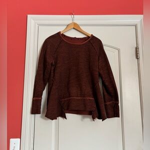 CUT LOOSE Women’s Medium Petite Distressed Brown Orange Sweater